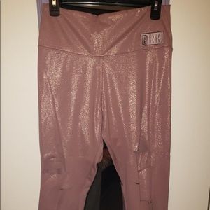 NWOT Victoria Secrets Shimmer Rose Gold leggings